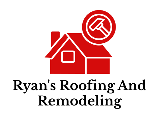 Red logo for Ryan's Roofing & Remodeling: house icon with a hammer, with text below.