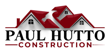 Logo: Paul Hutto Construction, featuring red-roofed house illustration, black text on white background.