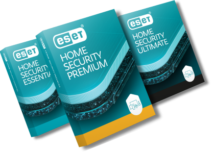 Three boxes of ESET home security premium and ESET home security ultimate