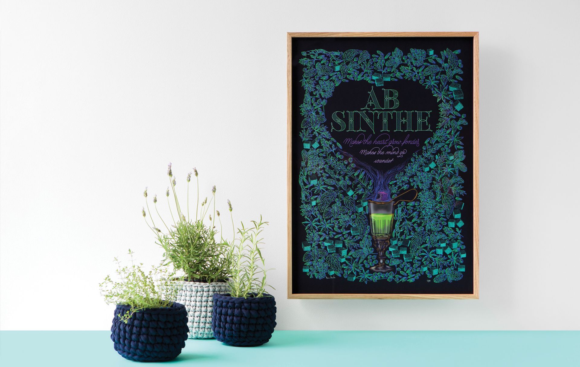 Illustrated cocktail artwork called 'Absinthe'.