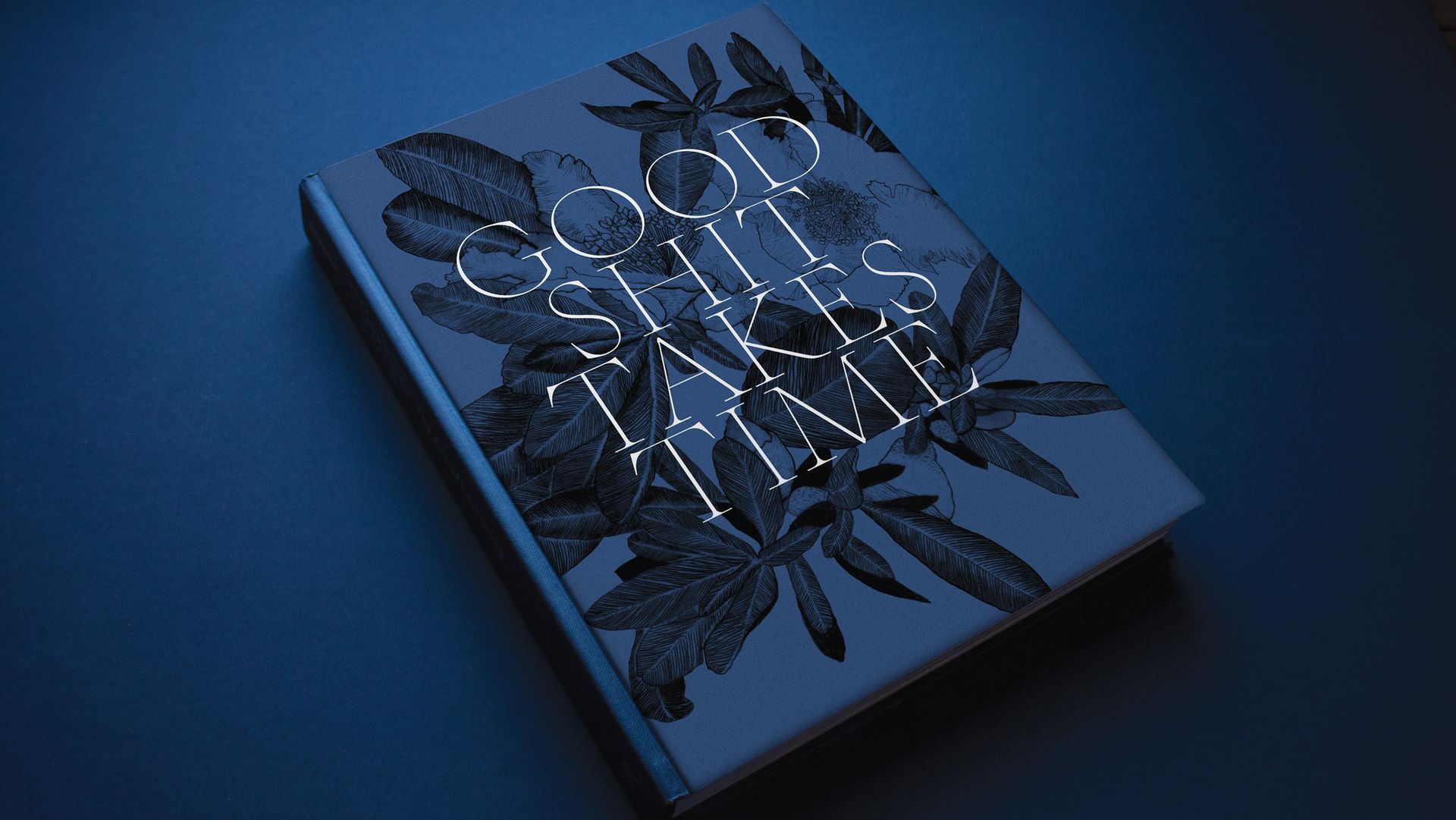 Book cover design combining a delicate uppercase font and an illustrative Australian flora background.