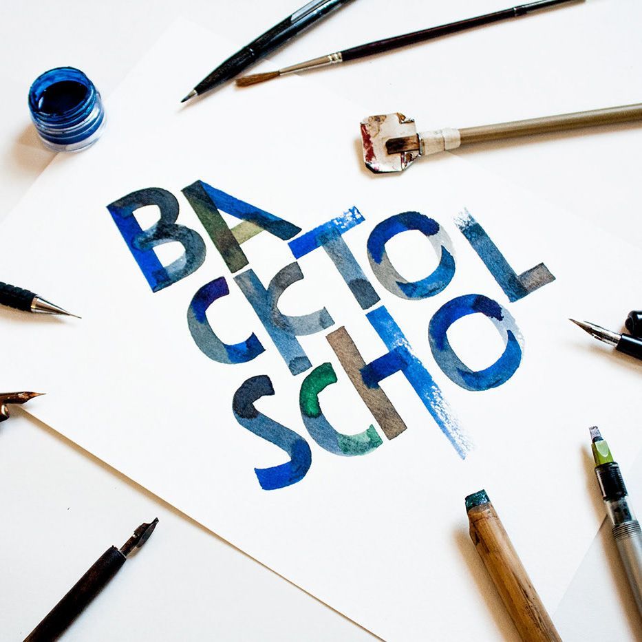 Neuland calligraphy piece displaying the message 'back to school'.