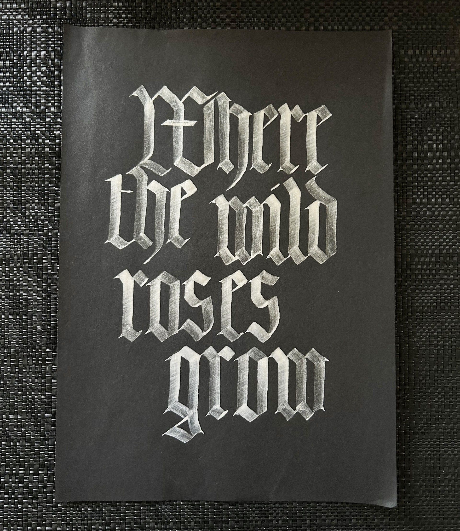 Blackletter calligraphy by Paula Dakin.