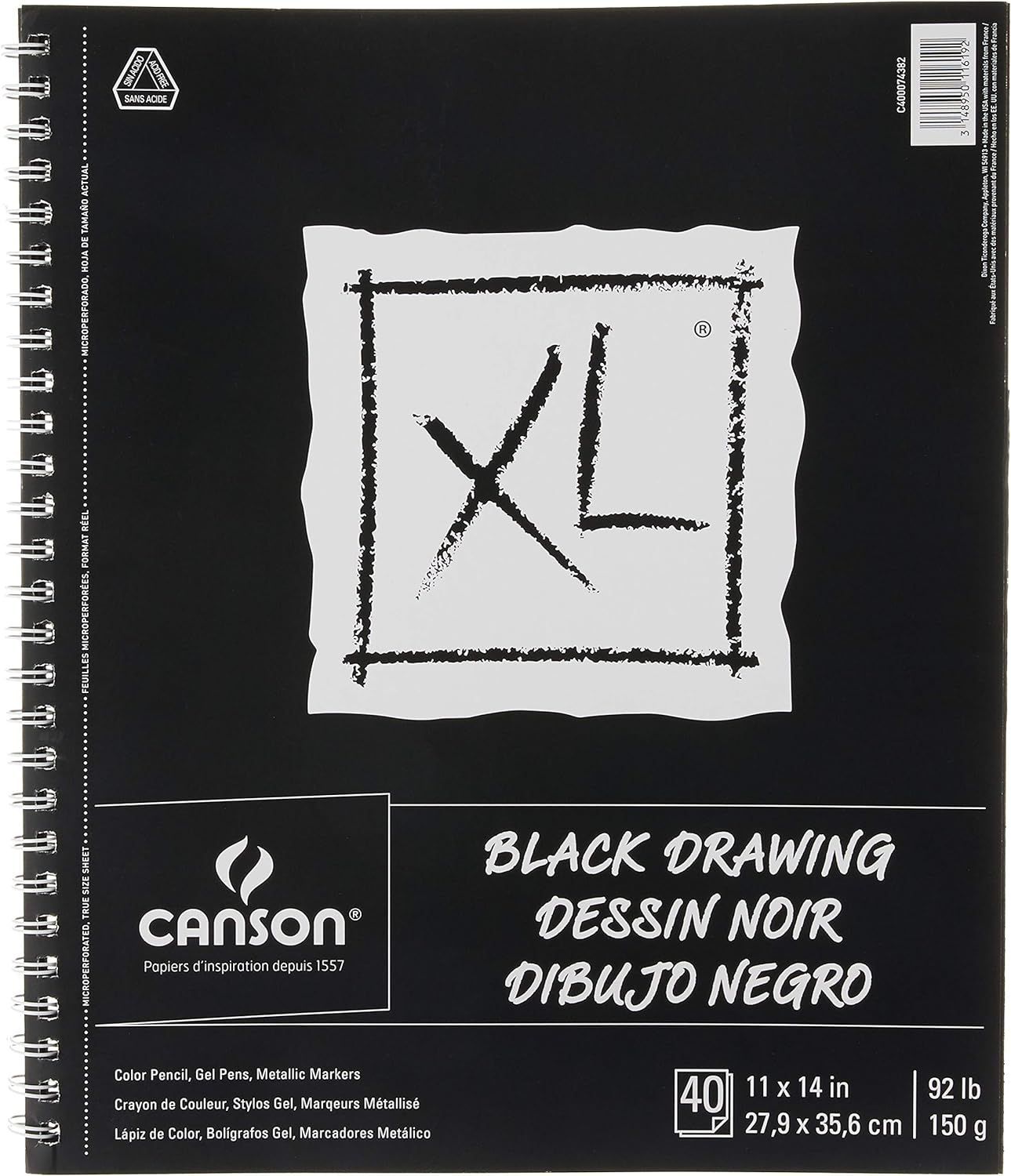 Cover of a black Canson paper for drawing and writing purposes.