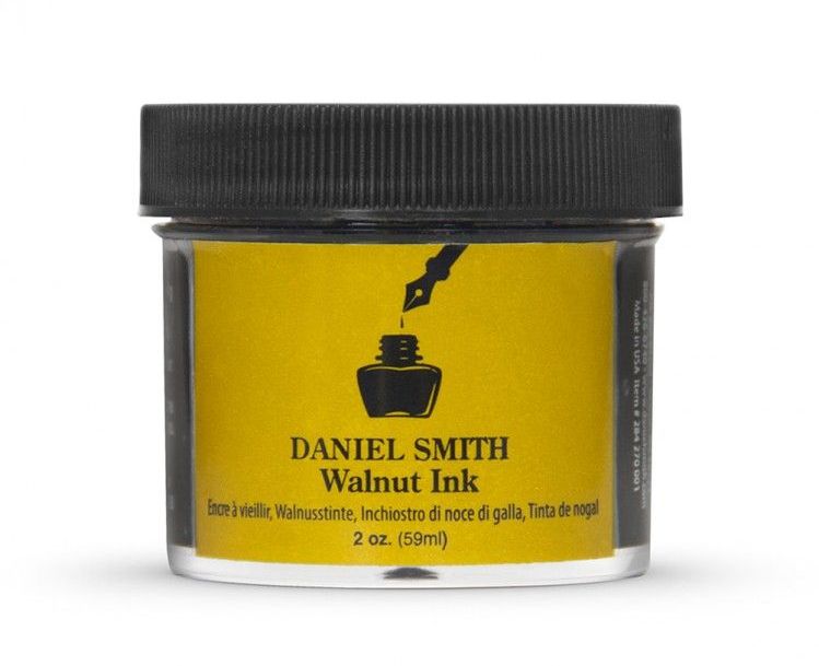 Photo of a Daniel Smith walnut ink pot.
