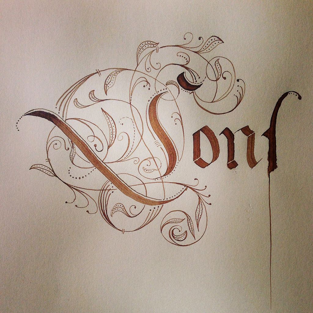 Decorative calligraphic word “Jom” in red and black on a cream background, with floral flourishes