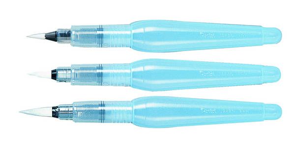 Photo pf three empty Pentel Aqua brush pens.
