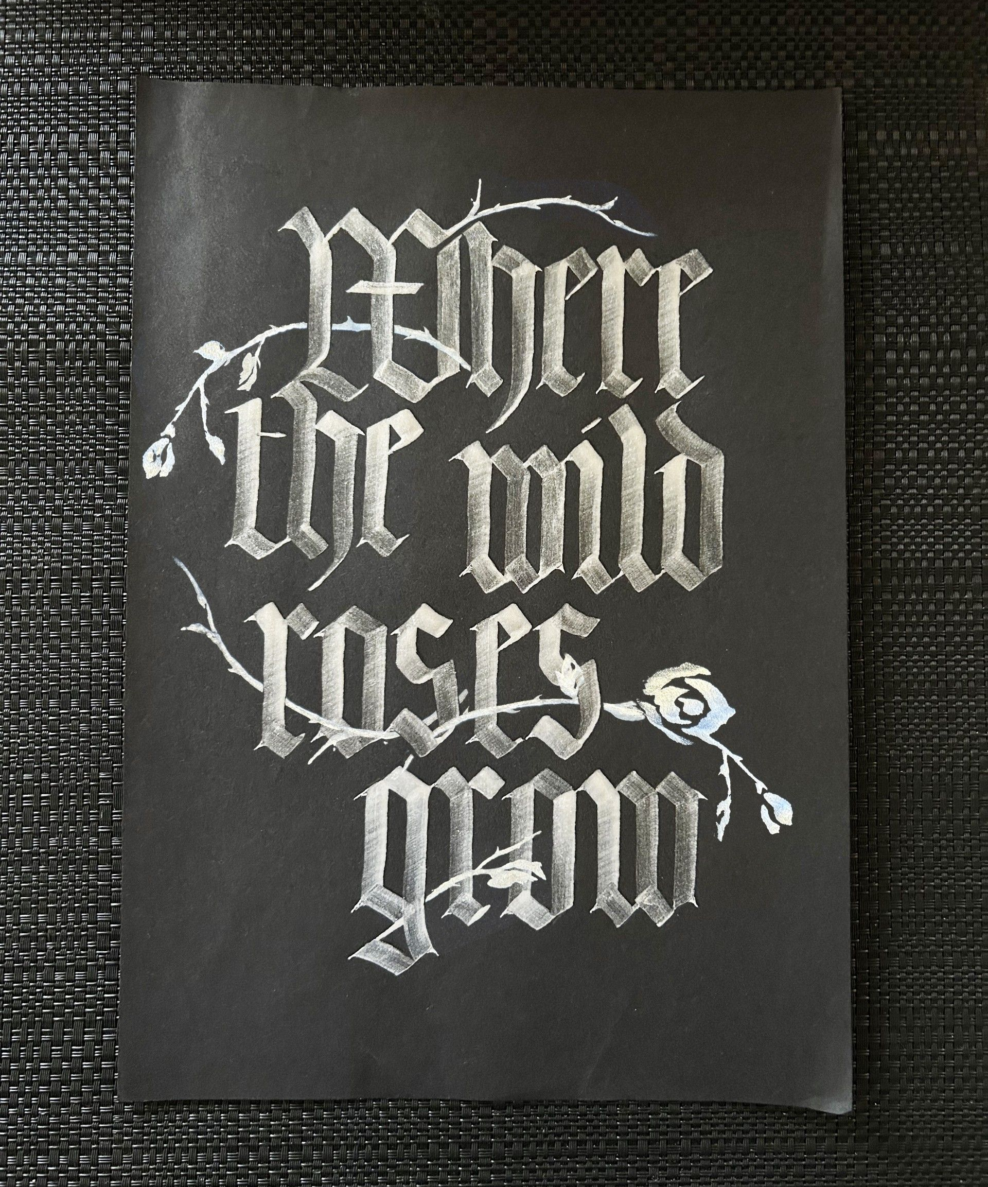 Blackletter calligraphy by Paula Dakin.