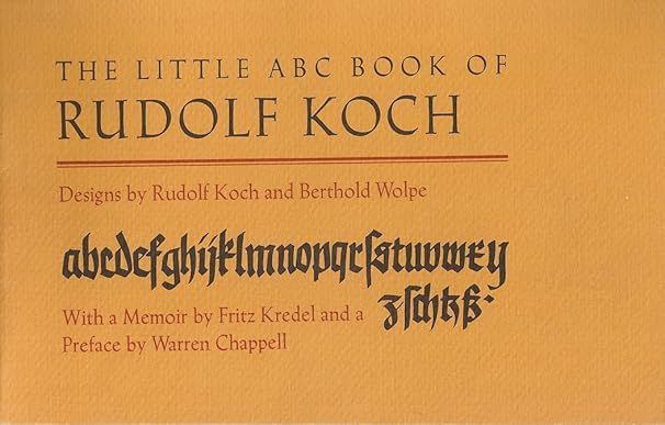 Book cover titled “The Little ABC Book of Rudolf Koch” with tan background and black Gothic lettering