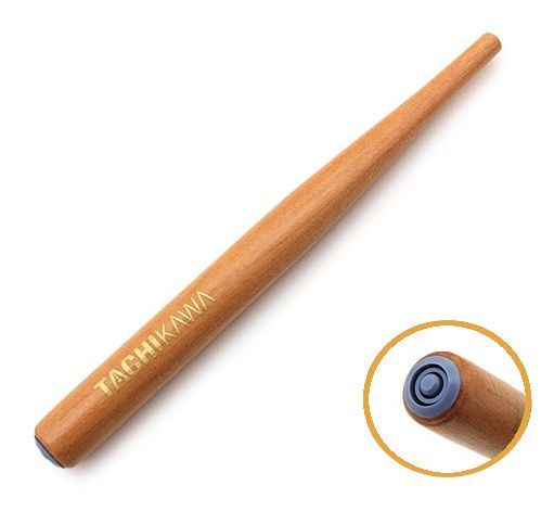 Photo of a wooden-made straight pen holder.