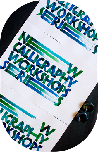 Neuland calligraphy design with the message 'New calligraphy workshops'.