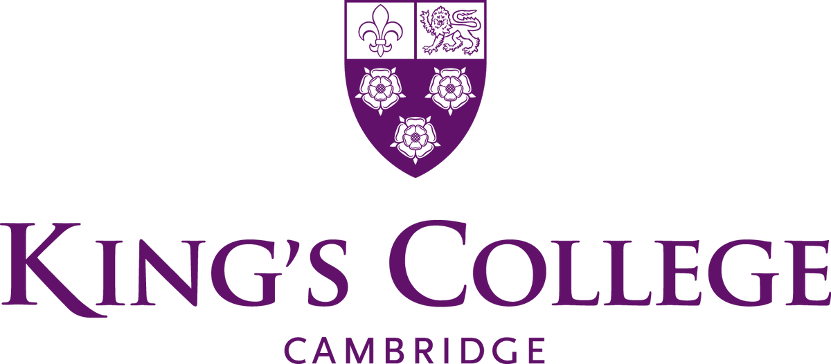 King's College Cambridge logo: purple shield with crest, text