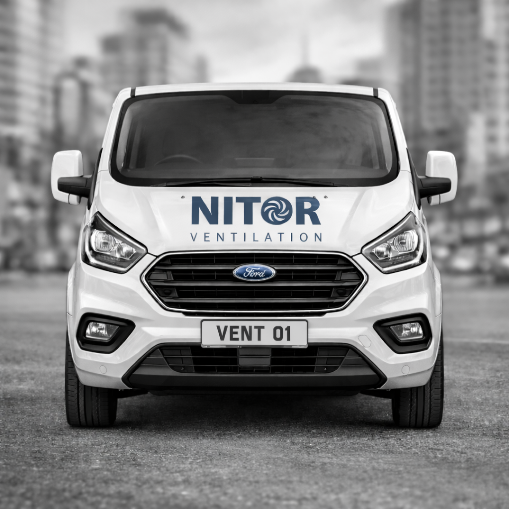 White Ford Transit van with