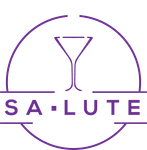 The logo for salute is a purple circle with a martini glass in the middle.