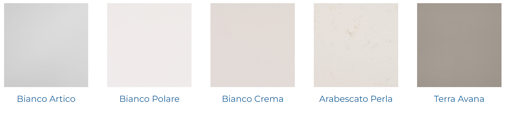 Five square color swatches: light gray, white, beige, off-white, and taupe.