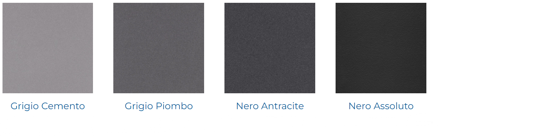 Four color swatches: Crigin Camargo, Criso Flante, Nero Fossile, and Nero Pastello.