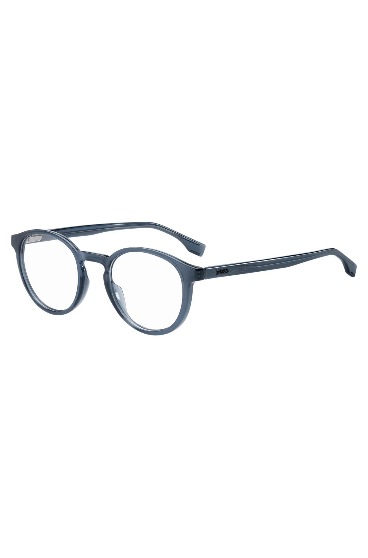 A pair of round glasses on a white background.