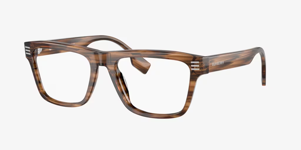 A pair of brown glasses on a white background.