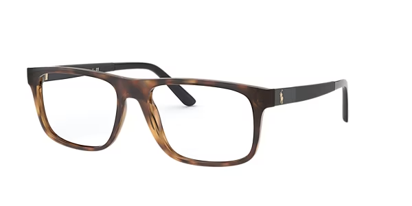 A pair of brown glasses on a white background.