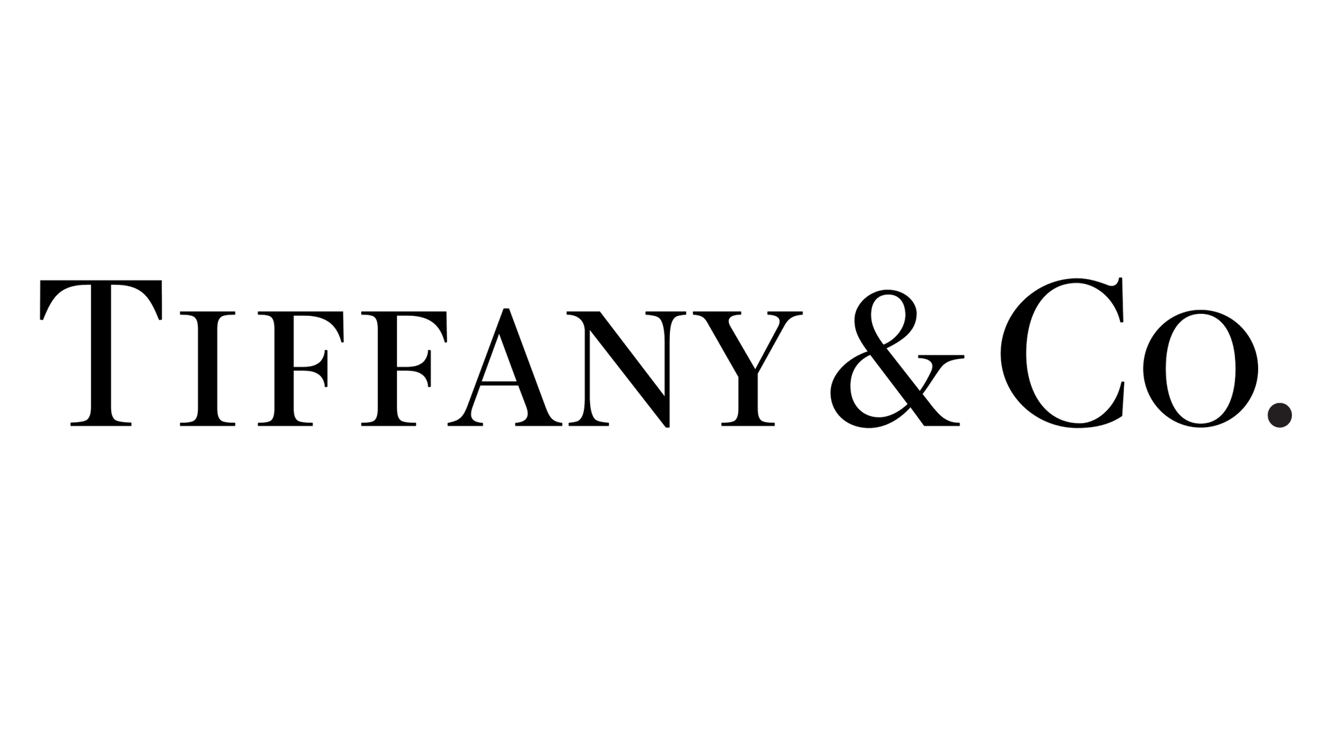 A black and white logo for tiffany & co. on a white background.