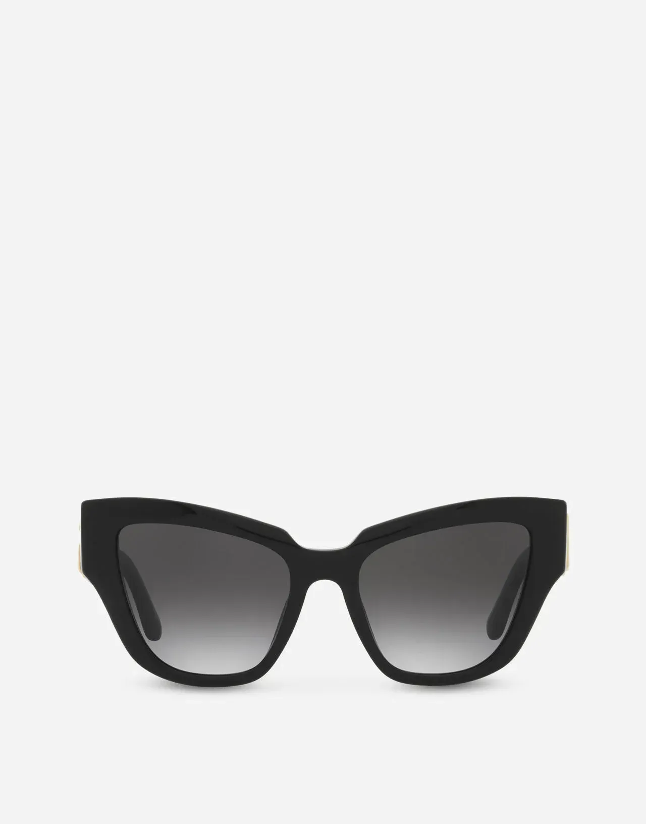 A pair of black cat eye sunglasses on a white background.