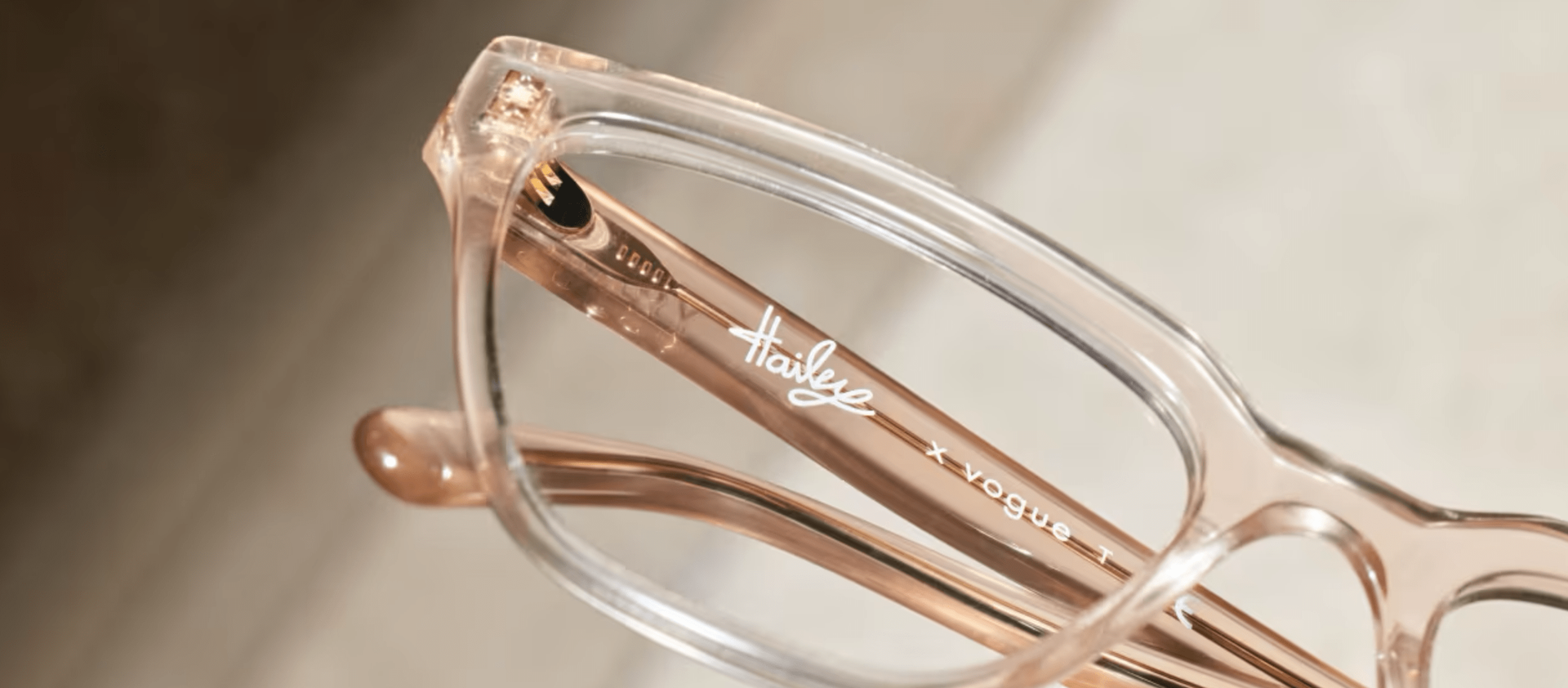 A close up of a pair of glasses on a table.