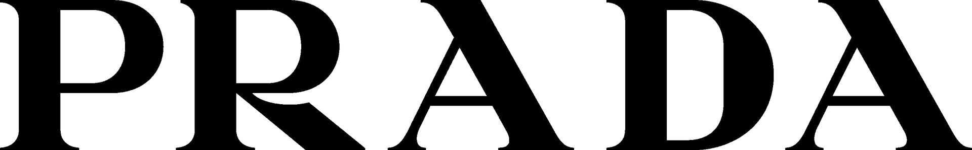 The word prada is written in black and white on a white background.
