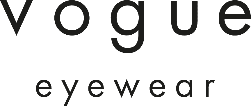 The logo for vogue eyewear is black and white on a white background.