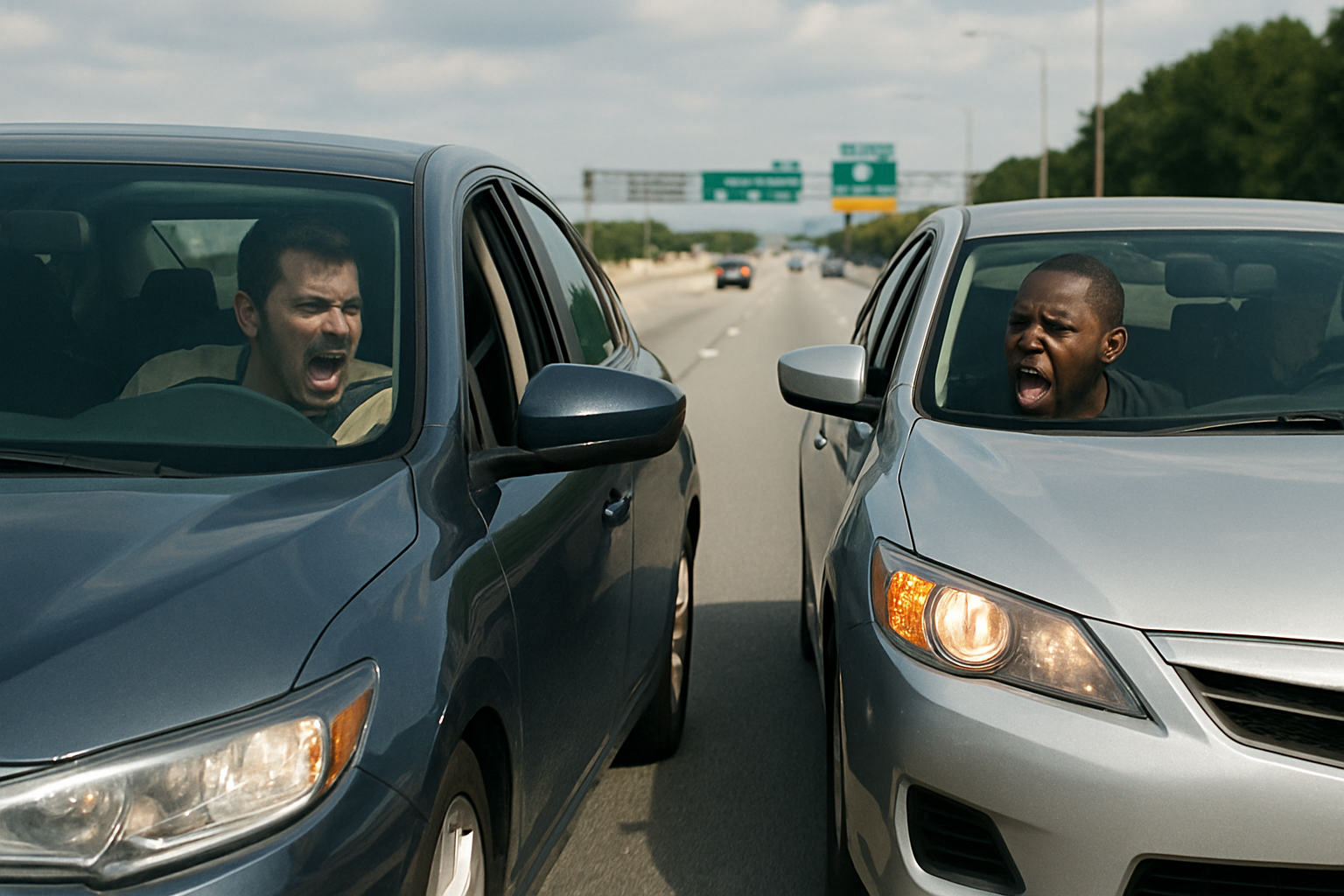 Road Rage Showdown on the Highway