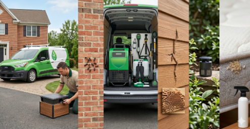 Exterminator services in New Jersey by Green Heat NJ showing pest signs like ants, rodents, termites
