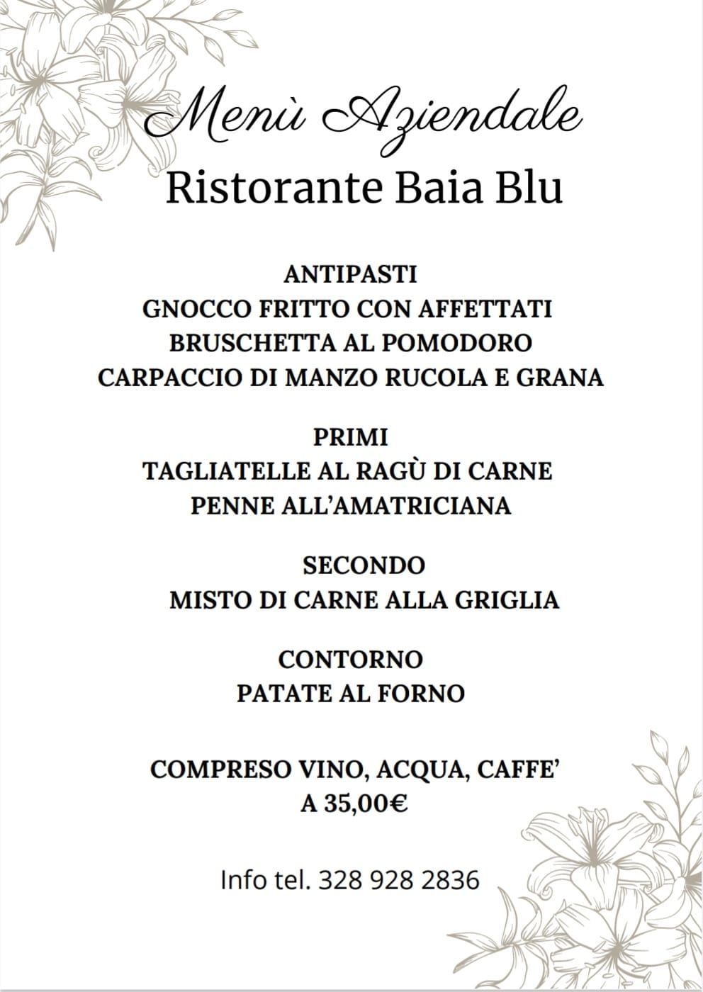 Italian restaurant menu
