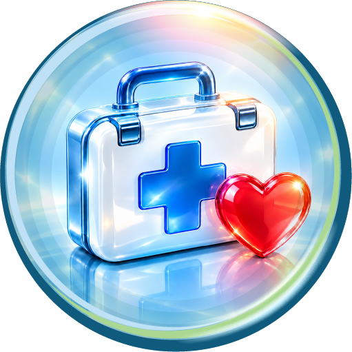 White first aid kit with a blue cross and a red heart