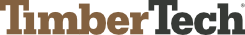 TimberTech logo in dark gray and brown serif text on a light background