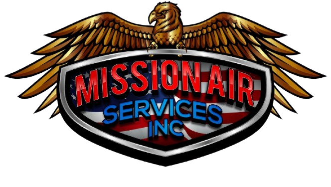 Mission Air Services Inc. logo with a gold eagle and red-and-black shield