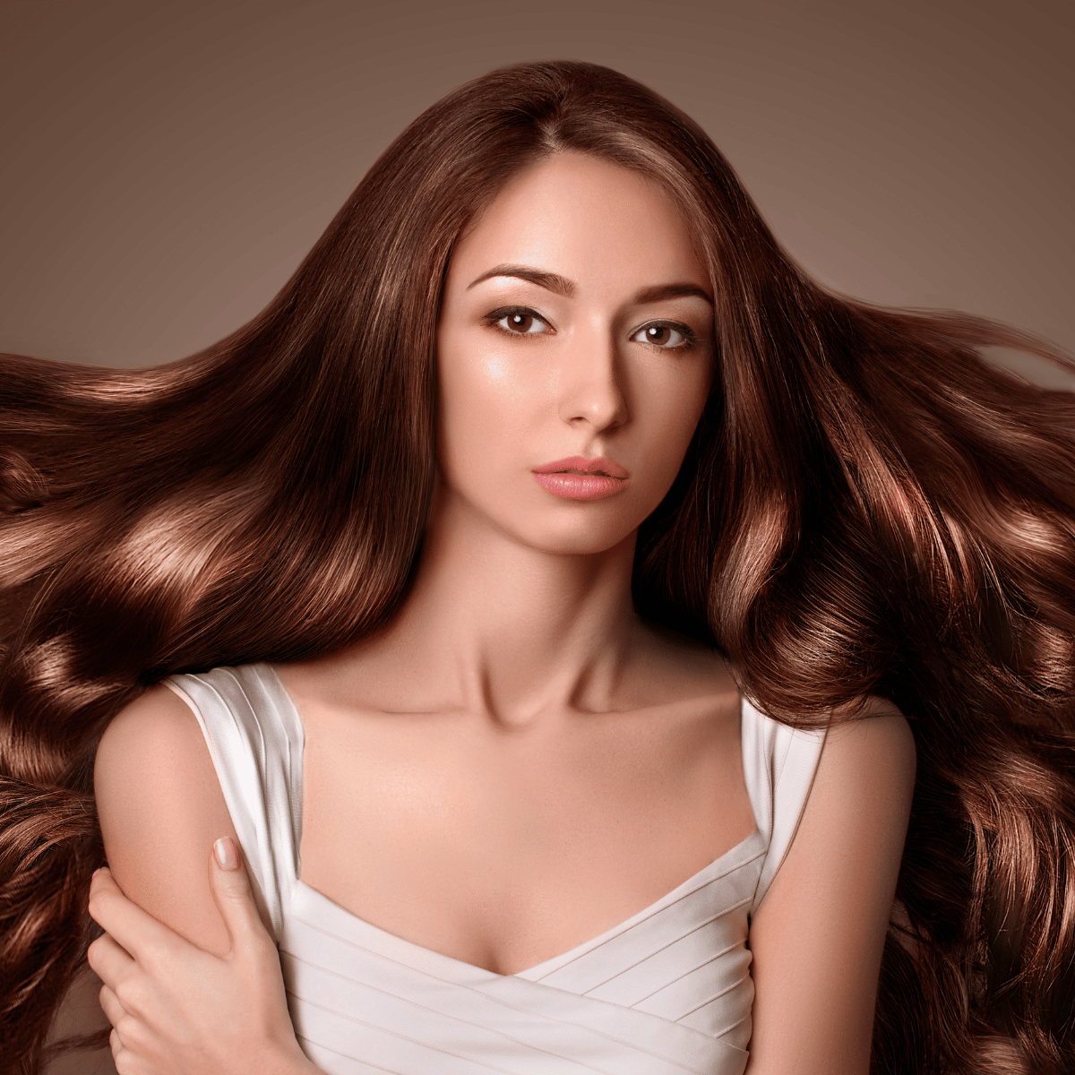 Glossy Brunette hairstyle at Myeongdong Hair Studio