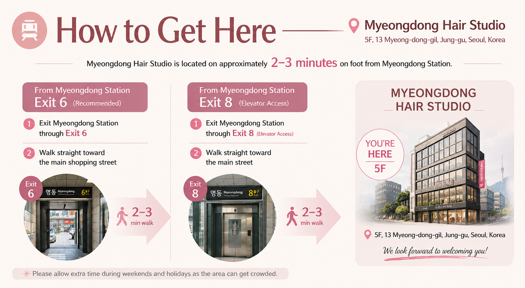 How to get to Myeongdong Hair Studio from Myeongdong Station