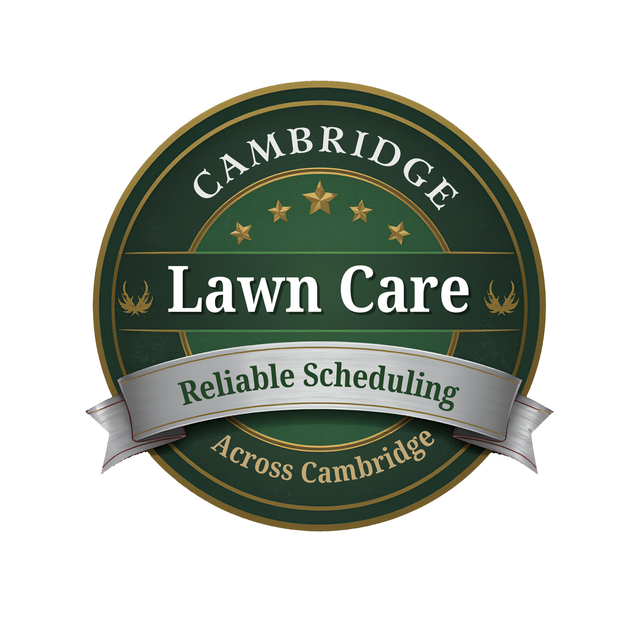 Cambridge Lawn Care truck parked at a service site