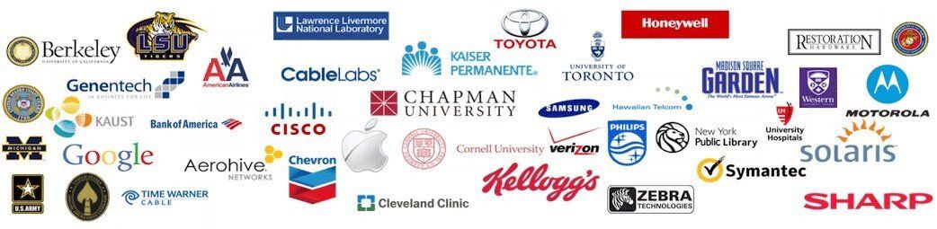 A bunch of logos on a white background including kellogg 's and sharp