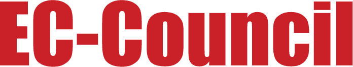 A red ec-council logo on a white background