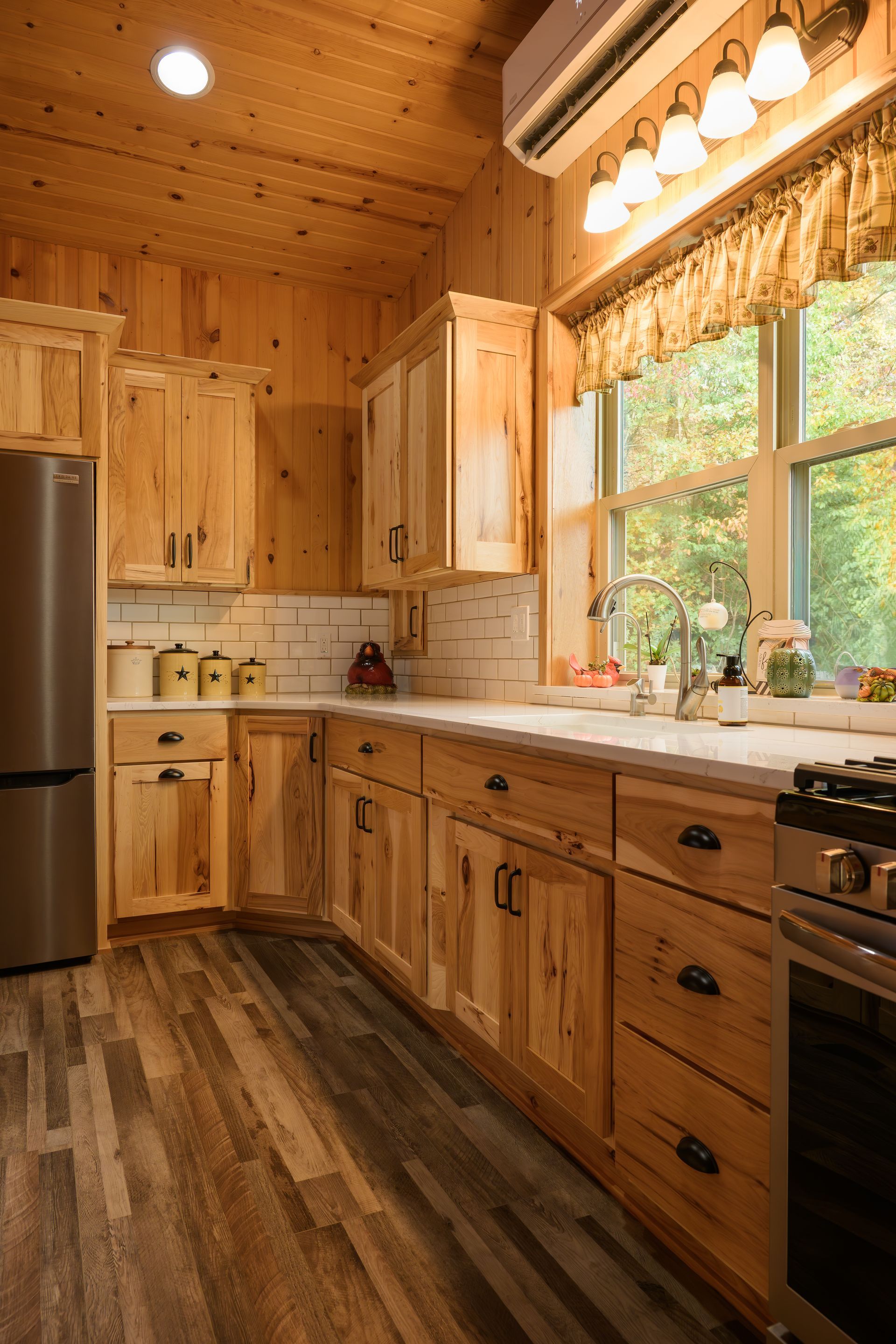 Custom hickory kitchen cabinets and island.