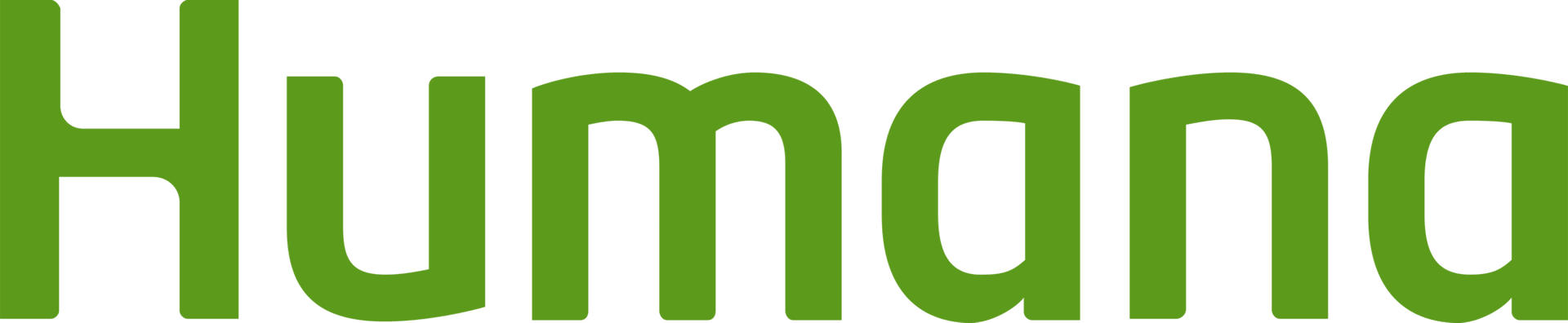 The word humana is written in green on a white background.