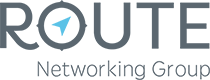 The logo for route networking group shows a compass pointing to the right.
