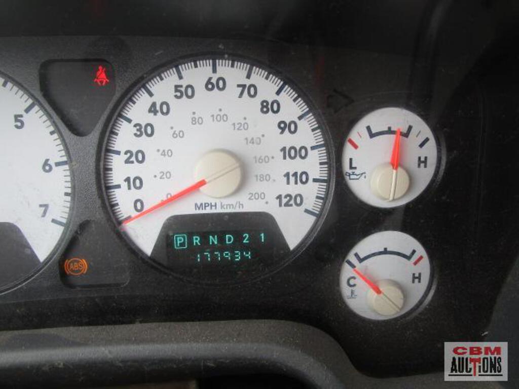 A close up of a speedometer with a cbm auction logo in the corner