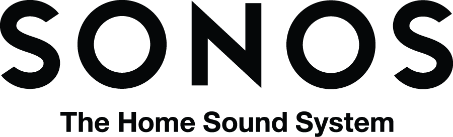 SONOS logo with tagline “The Home Sound System” in black text on a white background