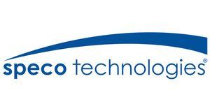 Speco Technologies logo in blue and gray with a sweeping blue arc above the text