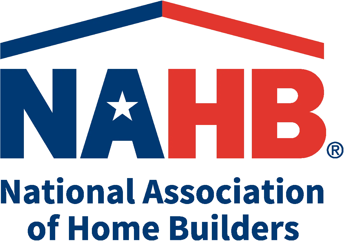 NAHB National Association of Home Builders logo in blue and red with a house roof outline