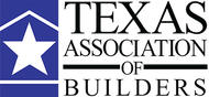 Texas Association of Builders logo with blue house and white star
