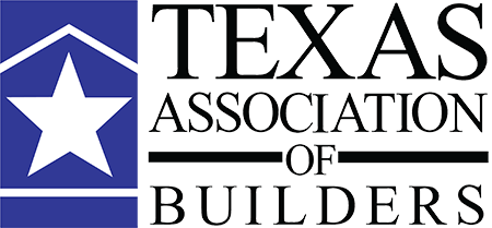 Texas Association of Builders logo with blue house and white star
