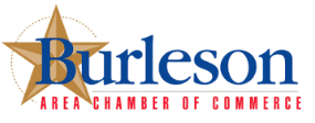 Burleson Area Chamber of Commerce logo with gold star and blue lettering