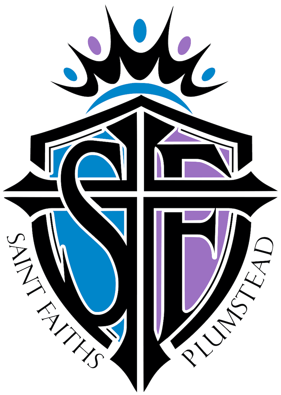 A logo for a church with a cross and a crown.